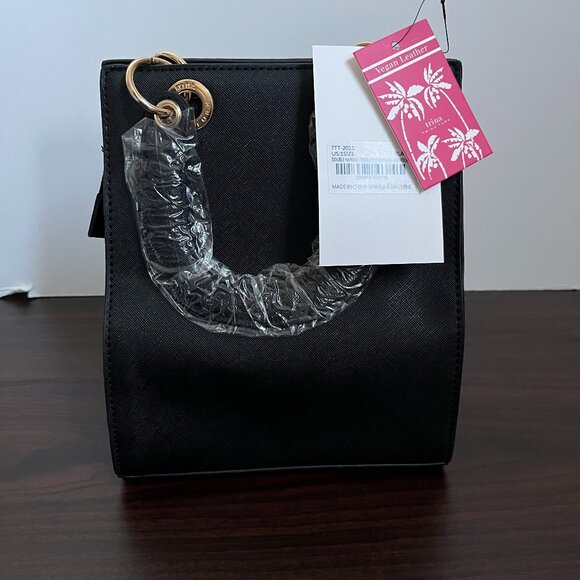 Trina Turk Double Handle Crossbody Black w/ Front Slip Pocket NEW - Picture 4 of 12